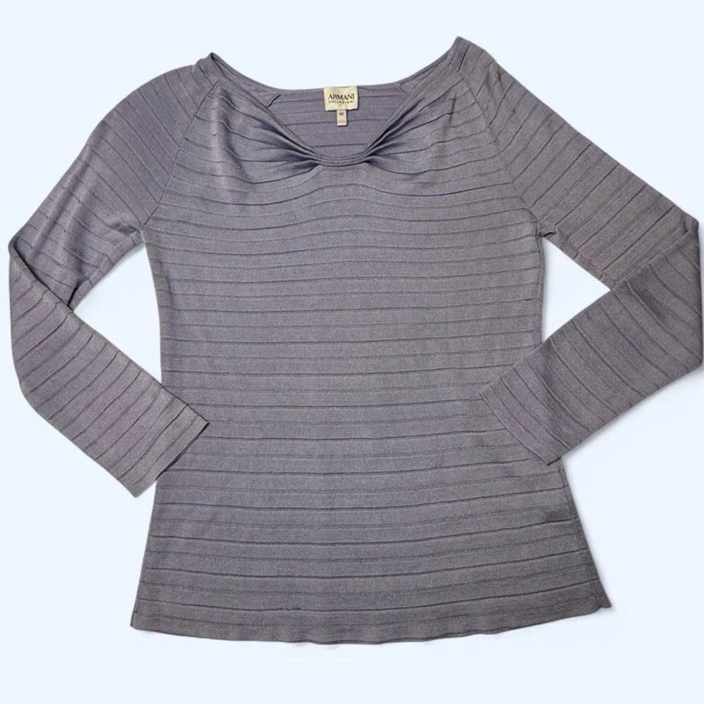 Armani Collezioni Women’s 100% Silk Long Sleeve Top Purple Lavender, Size S
